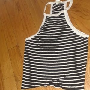 A striped halter crop top